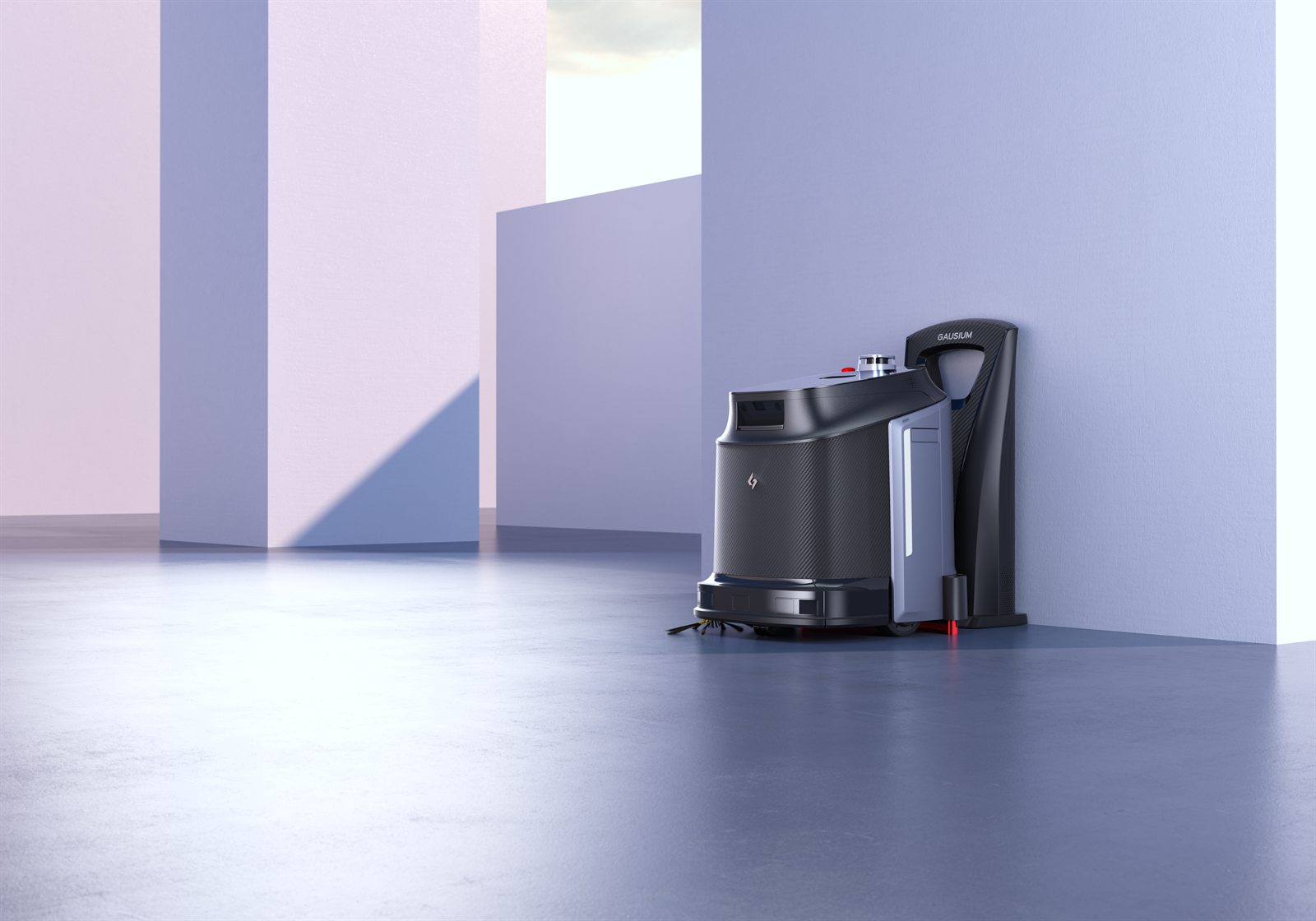 Robot Phantas đang nằm tại trạm sạc Gausium